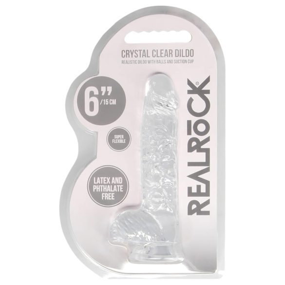 RealRock - átlátszó élethű dildó - átlátszó (15cm)