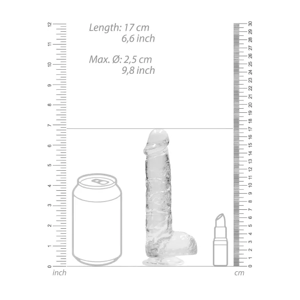 RealRock - átlátszó élethű dildó - átlátszó (15cm)