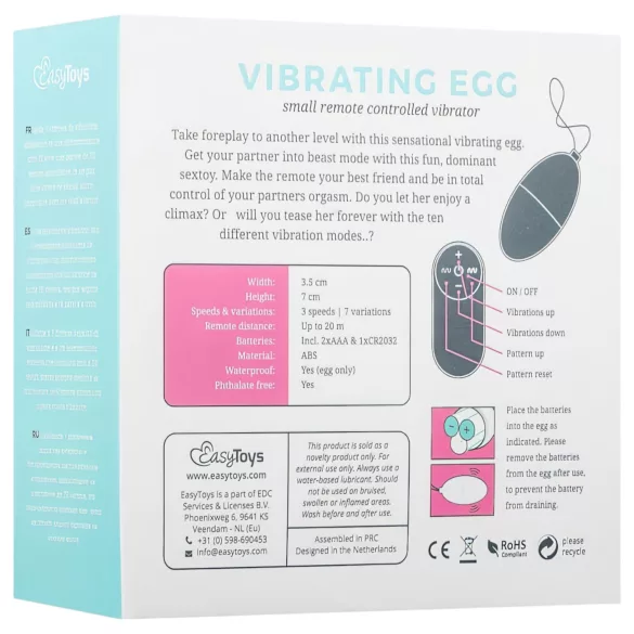 Easytoys - 7 ritmusú rádiós vibrációs tojás (pink)