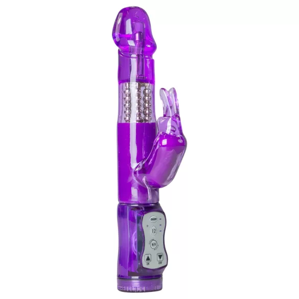 EasyToys Rabbit - forgó gyöngyös, csiklókaros vibrátor (lila)
