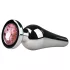 EasyToys Metal No.11 - pink köves kúp anál plug (ezüst, 3,5 cm)