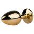 Easytoys Metal No.1 - lila köves kúp anál plug - arany (2,5cm)