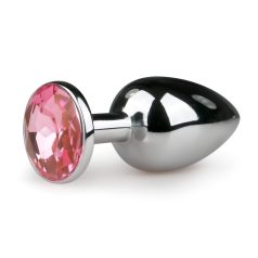 Easytoys Metal No.1 - pink köves kúp anál plug - ezüst (2,7cm)   Easytoys Metal No.1 - pink köves kúp anál plug - ezüst (2,7cm)