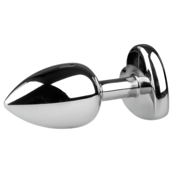 Easytoys Metal No.2 - anál plug szíves kővel (ezüst-fehér)