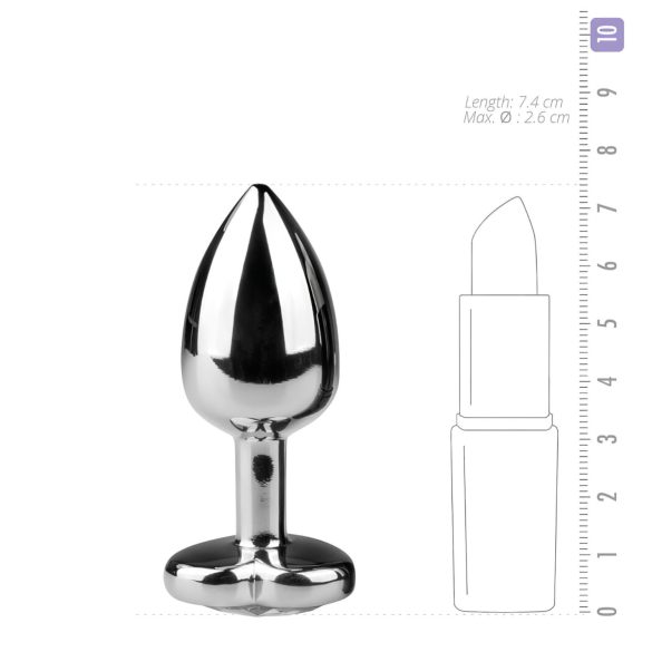 Easytoys Metal No.2 - anál plug szíves kővel (ezüst-fehér)