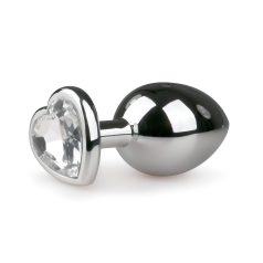Easytoys Metal No.7 - szíves anál plug fehér kővel - ezüst   Easytoys Metal No.7 - szíves anál plug fehér kővel - ezüst