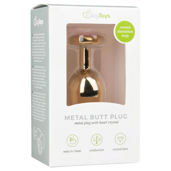 Easytoys Metal No.7 - pink köves, kúp anál plug - arany (3cm)