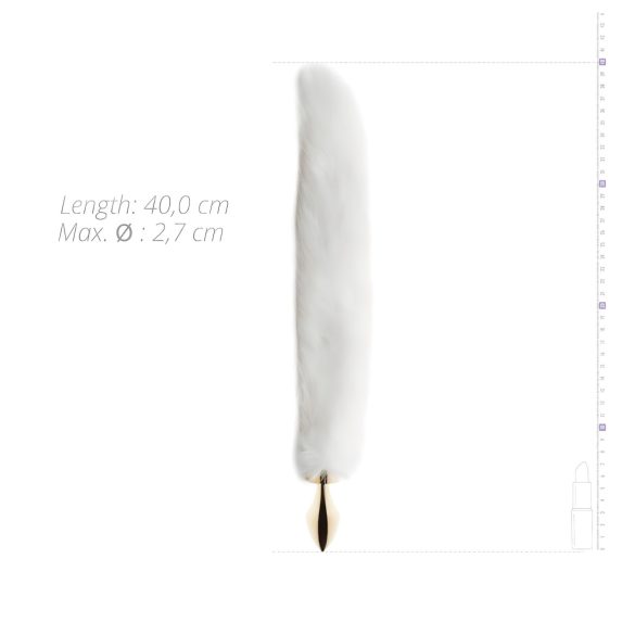 Easytoys Fox NO13 - fém butt plug rókafarokkal (arany-fehér)
