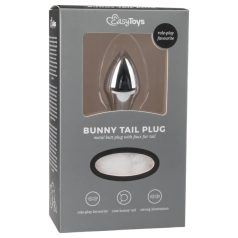   Easytoys Bunny NO1 - fém anál plug nyuszifarokkal (ezüst-fehér)