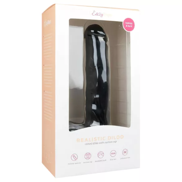 EasyToys - tapadókorongos, herés nagy dildó (26,5 cm, fekete)