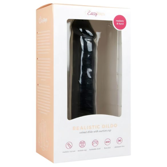 Easytoys - tapadókorongos élethű dildó (20,5cm) - fekete