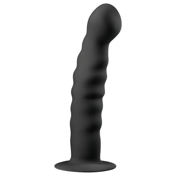 Easytoys Ribbed - tapadókorongos anál dildó (14cm) - fekete