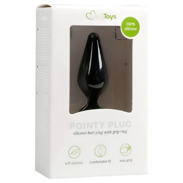 Easytoys Pointy Plug - gyűrűs anál plug - közepes (fekete)