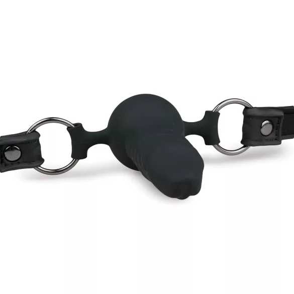 Easytoys - szájpecek belső dildóval (fekete)