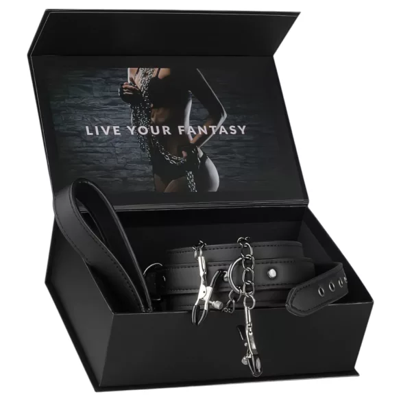 EasyToys - bimbócsipesz, nyakörv és póráz bondage szett (4 részes)