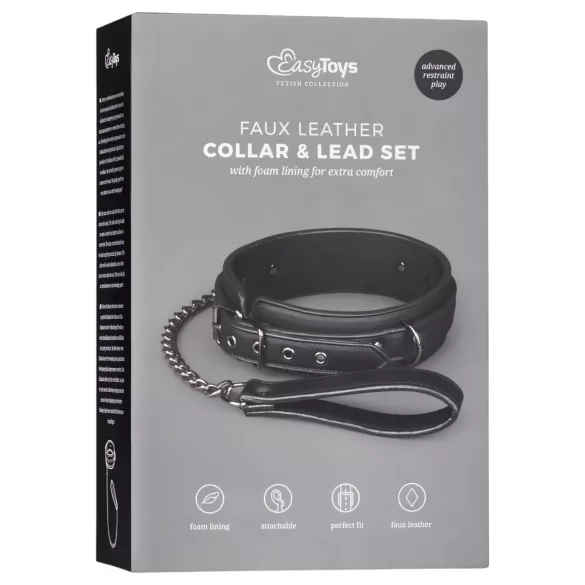 EasyToys - fétis nyakörv és póráz, bondage szett (fekete)