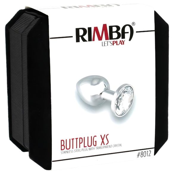 Rimba XS - átlátszó köves, fém butt plug (ezüst)