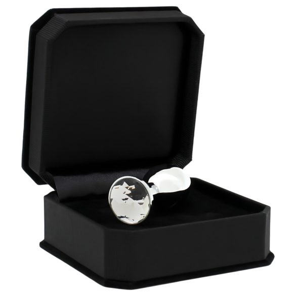 Rimba XS - átlátszó köves, fém butt plug (ezüst)