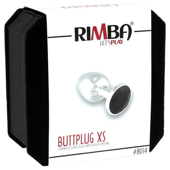 Rimba XS - fekete köves, fém butt plug (ezüst)