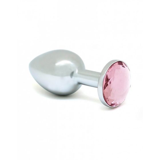 Rimba XS - pink köves, fém anál dildó (ezüst)