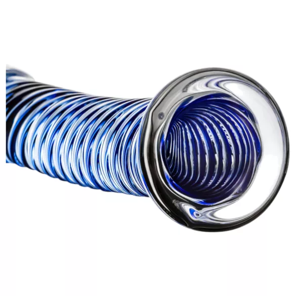Gildo Glass No. 5 - spirál üveg dildó (átlátszó-kék)