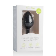 Easytoys Diamond - fehér köves anál plug (közepes) - fekete   Easytoys Diamond - fehér köves anál plug (közepes) - fekete