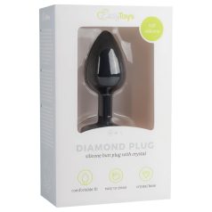 Easytoys Diamond - fehér köves anál plug (kicsi) - fekete