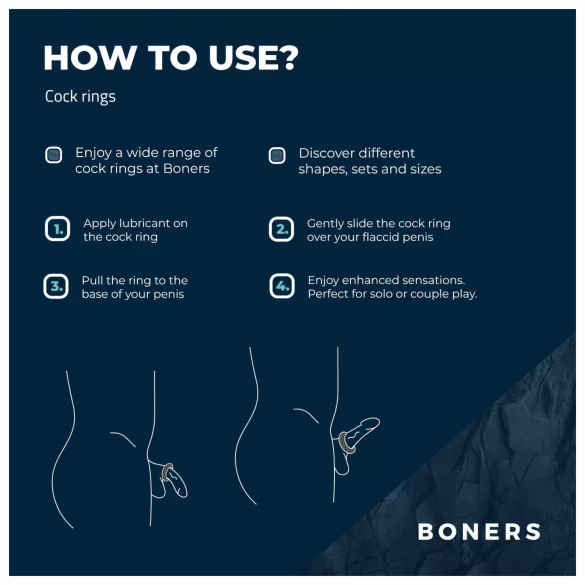 Boners - szilikon péniszgyűrű szett - 3 db (szürke)