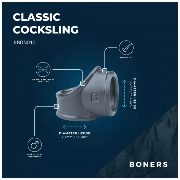 Boners Cocksling - péniszgyűrű és herenyújtó-gyűrű (szürke)