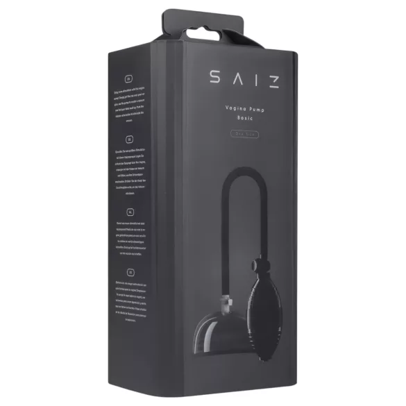Saiz Basic - kézi punci pumpa nőknek (átlátszó-fekete)