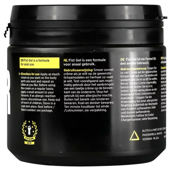 BUTTR Fisting Gel - öklöző, vízbázisú síkosító gél (500 ml)