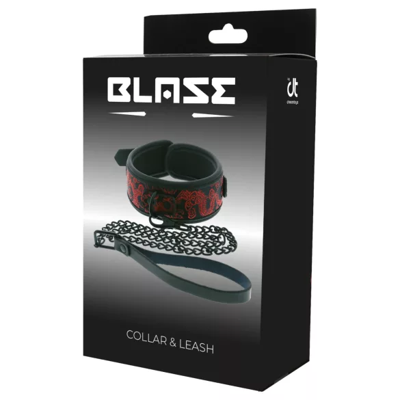 Dreamtoys Blaze - bondage nyakörv és póráz szett (fekete)
