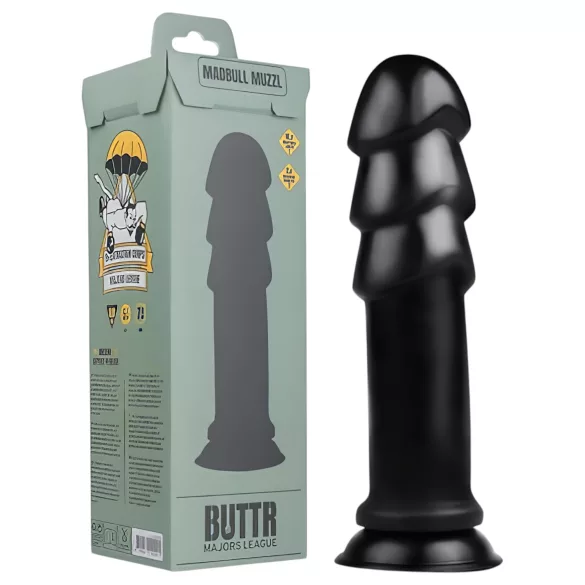 BUTTR Madbull Muzzl - tapadókorongos anál dildó (fekete)