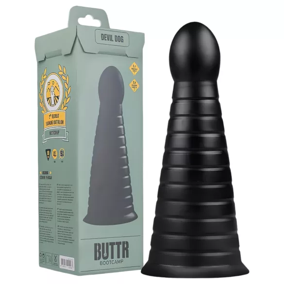 BUTTR Devil Dog - tapadókorongos dildó (fekete)