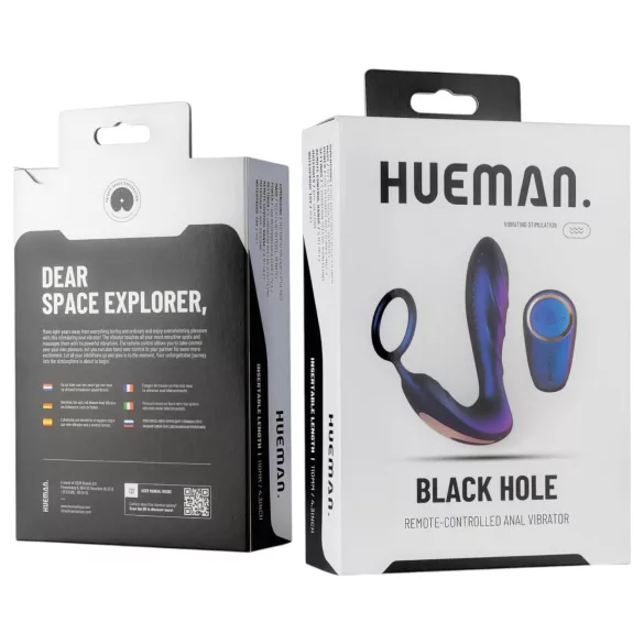 Hueman Black Hole - rádiós anál vibrátor péniszgyűrűvel (lila)