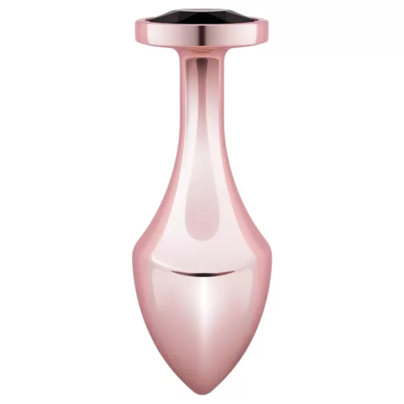 Rosy Gold Butt Plug - fekete köves anál plug (rosegold)