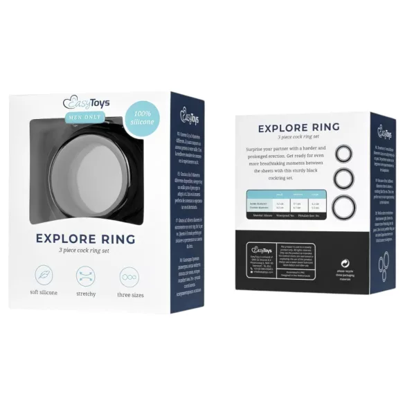 EasyToys Explore Ring - péniszgyűrű szett - 3 részes (fekete)