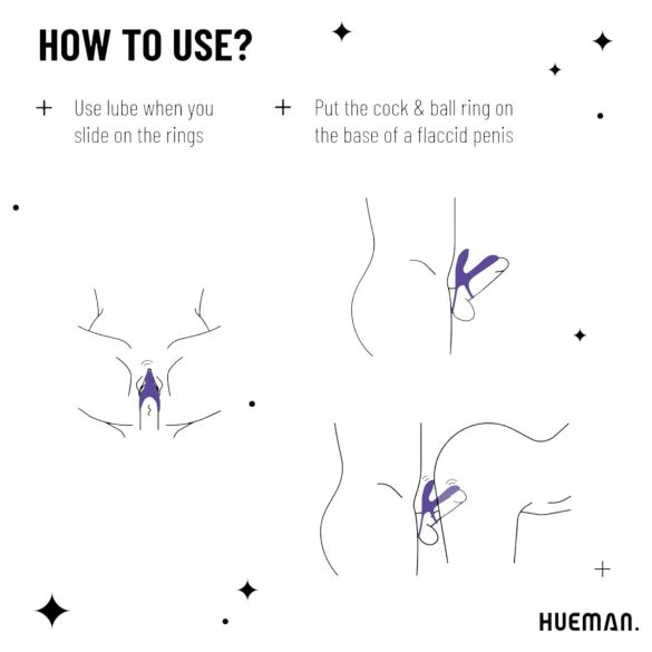 Hueman Infinity Ignite - vibrációs pénisz- és heregyűrű (lila)