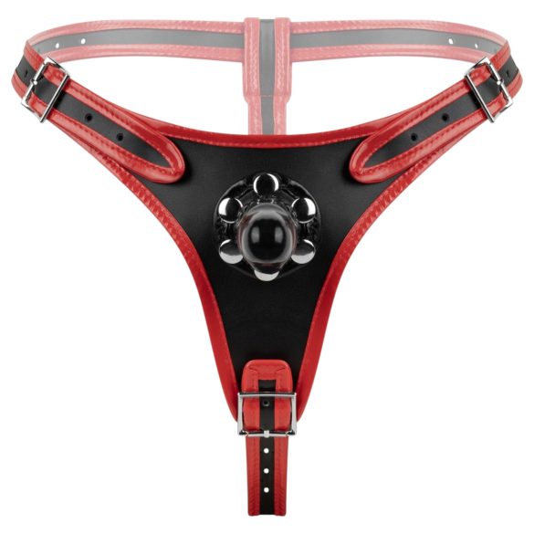 Easytoys - felcsatolható alsó tripla dildóval (fekete)