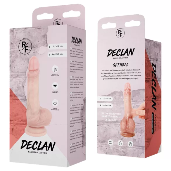 Real Fantasy Declan - testszínű élethű dildó előbőrrel (18 cm)