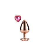   Gleaming Love - alumínium anál dildó szív alakú kővel (rózsaarany)