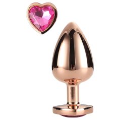 Gleaming Love - alumínium anál plug szív alakú kővel (rózsaarany)   Gleaming Love - alumínium anál plug szív alakú kővel (rózsaarany)