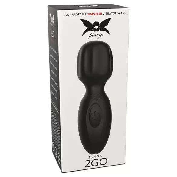 Pixey 2GO - akkus mini masszírozó wand vibrátor (fekete)