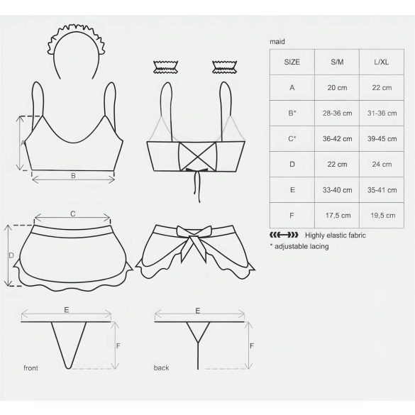 Obsessive Maid - szobalány jelmez szett (5 részes)