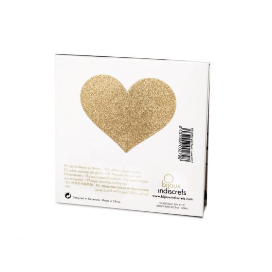 Bijoux Indiscrets Flash - csillogó szív mellbimbómatrica (arany)