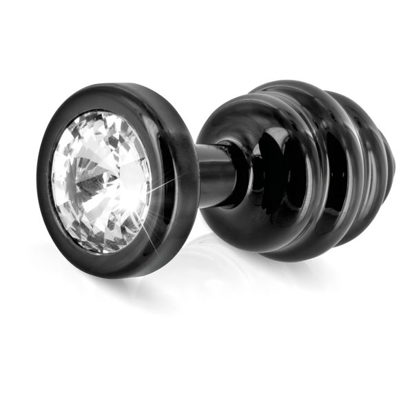 DIOGOL Anni - bordázott butt plug - fekete - (3cm)