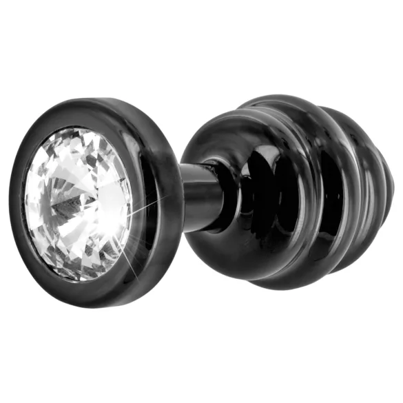DIOGOL Anni - fekete bordázott butt plug, anál plug (3 cm)