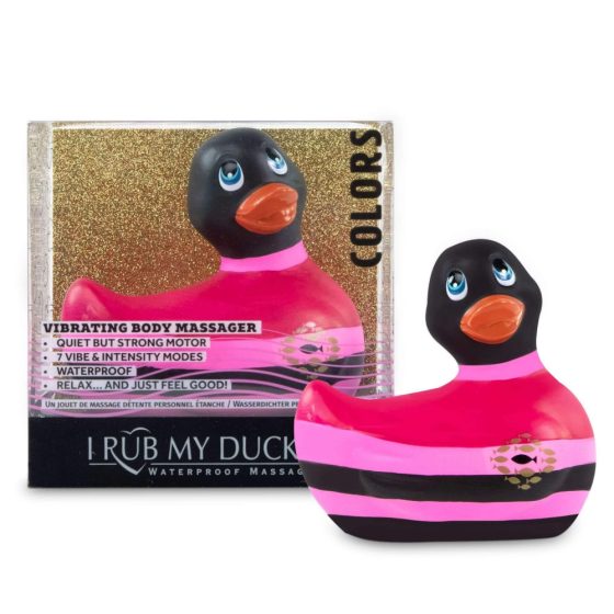 My Duckie Colors 2.0 - csíkos kacsa vízálló csiklóvibrátor (fekete-pink)