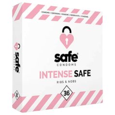 SAFE Intense Safe - Bordázott és pontozott óvszer (36db) SAFE Intense Safe - Bordázott és pontozott óvszer (36db)