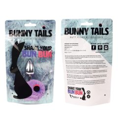   FEELZTOYS Bunny Tails - fém anál dildó nyuszifarokkal (ezüst-lila)